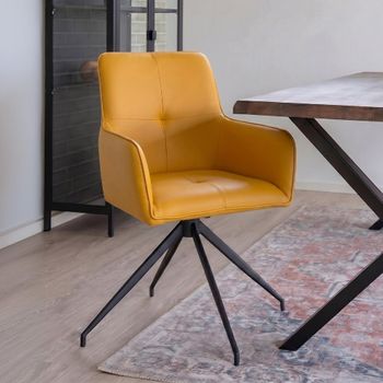 2 x Nix Swivel Yellow Faux Leather Dining Chair
