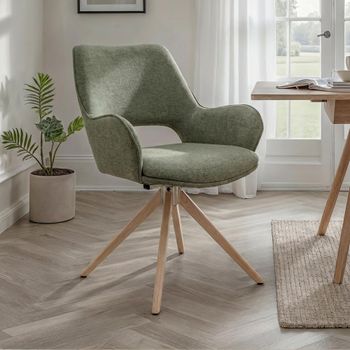 2 x Perth Swivel Green Fabric Dining Chair