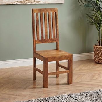 2 x Dakota Dining Chairs Slatted Back Light Mango Wood
