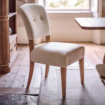 2 x Cannes Linen Fabric Timber Wood Dining Chair