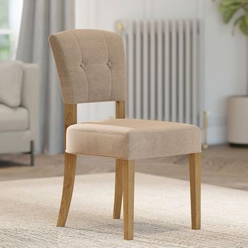 2 x Alice Sand Fabric Dining Chair with Natural Legs