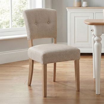 2 x Alice Sand Fabric Dining Chair with Pale Legs