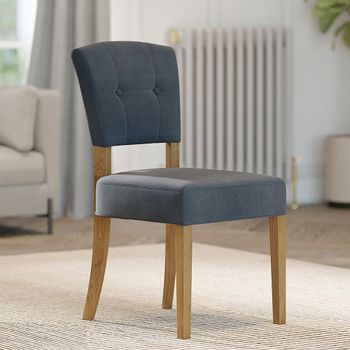 2 x Alice Slate Fabric Dining Chair with Natural Legs