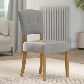 2 x Alice Stone Fabric Dining Chair with Natural Legs