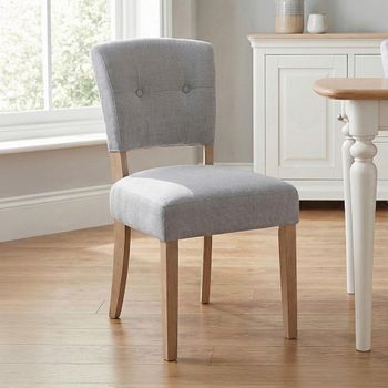 2 x Alice Stone Fabric Dining Chair with Pale Legs