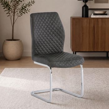 2 x Capri Grey Fabric Chrome Cantilever Dining Chair