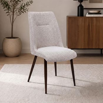 2 x Chelsea Natural Fabric Dining Chair with Brown Legs