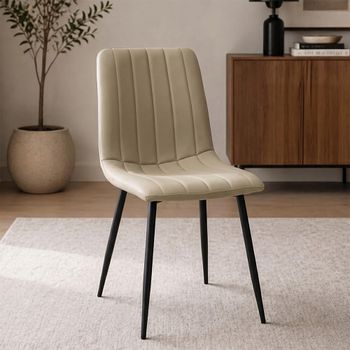 4 x Stone Faux Leather Dining Chair