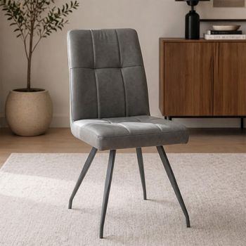 2 x Kabana Grey Faux Leather Dining Chair