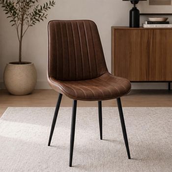 2 x Pomona Antique Tan Faux Leather Dining Chair