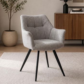 2 x Poppy Dining Armchairs Light Grey Fabric