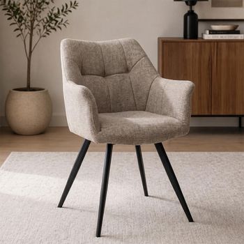 2 x Poppy Dining Armchairs Taupe Fabric