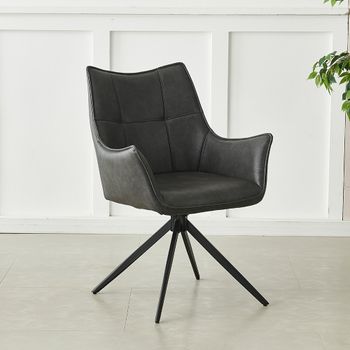 2 x Vito Dining Armchairs Charcoal Faux Leather