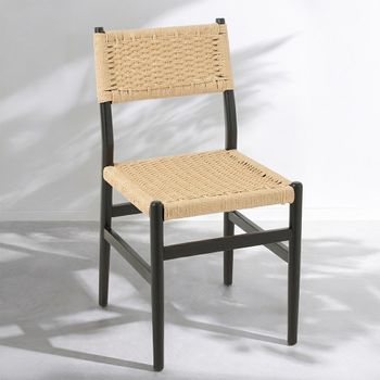 2 x Lap Black Rope and Beech Wood Dining Chair