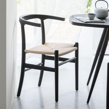 2 x Toon Black Rope and Beech Wood Curved Back Dining Chair