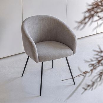 2 x Wales Grey Fabric and Metal Curved Back Dining Chair