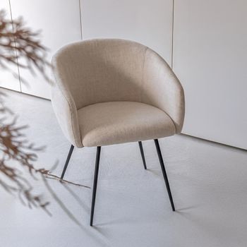 2 x Wales Ivory Fabric and Metal Curved Back Dining Chair