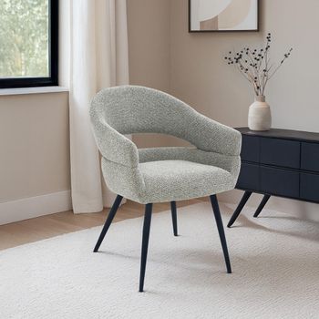 2 x Megan Dining Taupe Fabric and Metal Curved Back Armchair