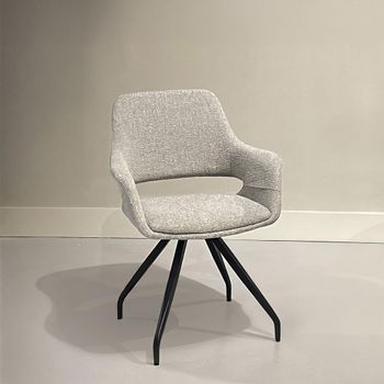 2 x Capp Swivel Dining Beige Fabric and Metal Armchair