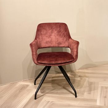 2 x Capp Swivel Dining Rust Velvet Fabric and Metal Armchair