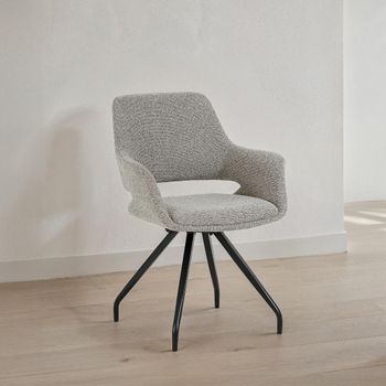 2 x Capp Swivel Dining Taupe Fabric and Metal Armchair