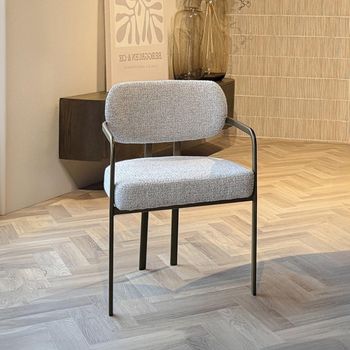 2 x Milan Dining Beige Fabric and Metal Armchair