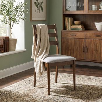 2 x Orlando Ladder Back Walnut Dining Chair