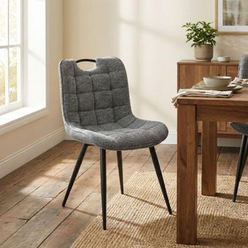 2 x Symphony Dark Grey and Black Fabric and Metal Dining Chair