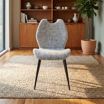 2 x Turin Light Grey and Black Fabric and Metal Dining Chair