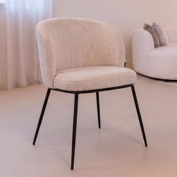 2 x Elvi Dining Niagara Beige Fabric and Metal Curved Back Armchair