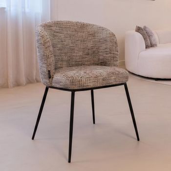 2 x Elvi Dining Fabric and Metal Curved Back Trendy Nature Armchair