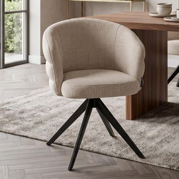 Serenity Swivel Dining Niagara Beige Fabric and Metal Armchair