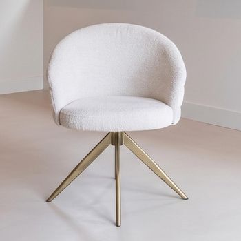 Zendaya Swivel Dining Biscotti and Gold Fabric and Metal Armchair