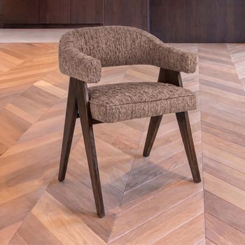 Mori Fabric and Wood Mocca Linear Dining Chair