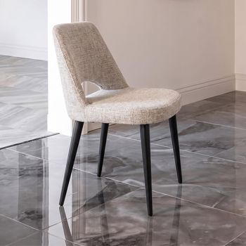 2 x Tabitha Fancy Natural Fabric and Metal Dining Chair