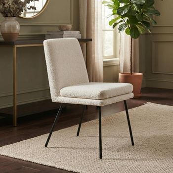 2 x Laurel Cologne Ivory and Black Fabric and Metal Dining Chair