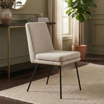 2 x Laurel Lyon Mink and Black Fabric and Metal Dining Chair