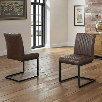 Clearance - 2 x Brooklyn Brown Faux Leather Cantilever Dining Chair - FSS17391