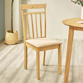 2 x Coast Natural Cream Solid Wood and Fabric Dining Chair