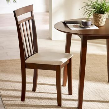 2 x Coast Cream Solid Wood and Fabric Walnut Dining Chair