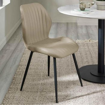 4 x Morris Taupe and Black Faux Leather and Metal Dining Chair