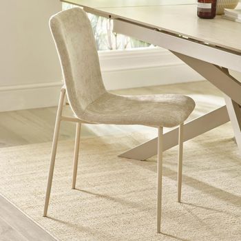 4 x Nora Cream Chenille Fabric and Metal Dining Chair