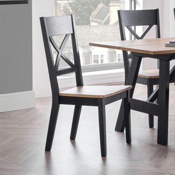 2 x Hockley Black Painted Oak Effect Cross Back Dining Chair