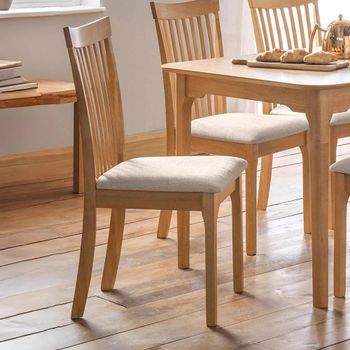 2 x Ibsen Lacquered and Beige Oak Effect and Fabric Slatted Back Dining Chair