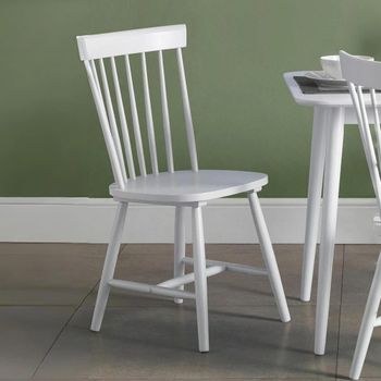 4 x Torino White Wood Spindle Curved Back Dining Chair