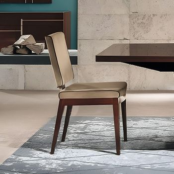 2 x Bellagio Italian Taupe and Walnut Fabric and Wooden Dining Chair