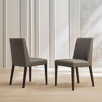 2 x Jupiter Italian Grey and Brown Faux Leather and Wooden Dining Chair