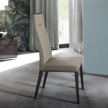 2 x Heritage Italian Dark Velvet Birch Gloss and Grey Faux Leather High Back Dining Chair