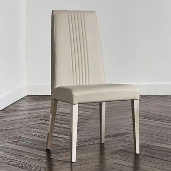 2 x Claire Italian Pearl Line Eco Veneer High Gloss and Faux Leather High Back Dining Chair