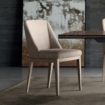 Fidia Italian Cream Velvet Fabric and Wood Dining Chair